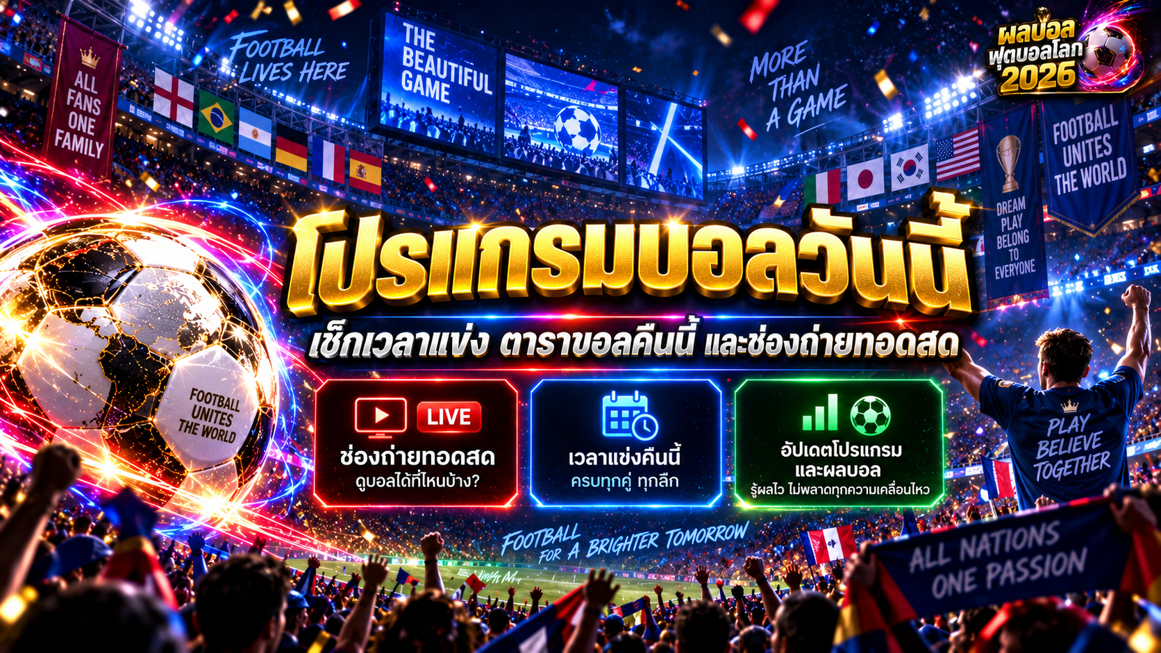 โปรแกรมบอลวันนี้